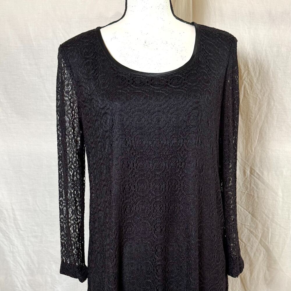 Harlow Vintage Women's Black Lace Cocktail Dress Sz 12 Long Sleeve Sheath Lined - Picture 1 of 7